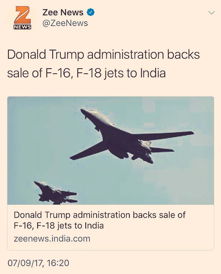 Hi  @ZeeNews, there's no F-16 or F-18 in that picture. That's an F-15 and a B-1B.