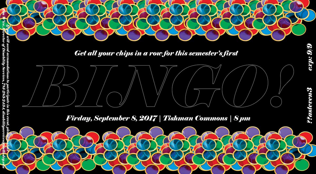 WellesleyOSI's tweet photo. BINGO TONIGHT 8PM TISHMAN https://t.co/QIk4G5fc4l