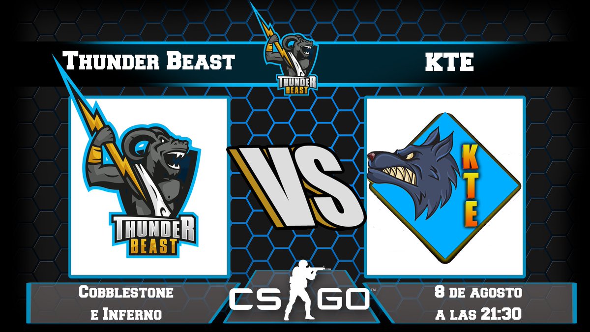 BThunderBeast's tweet photo. Hoy a las 21:30, la squad de #CSGO se enfrenta a @kte_esports en la 2a jornada de la #VSLCORe de @VSLesp (Partido atrasado). #GoThunderBeast https://t.co/eQqyUmLyoh