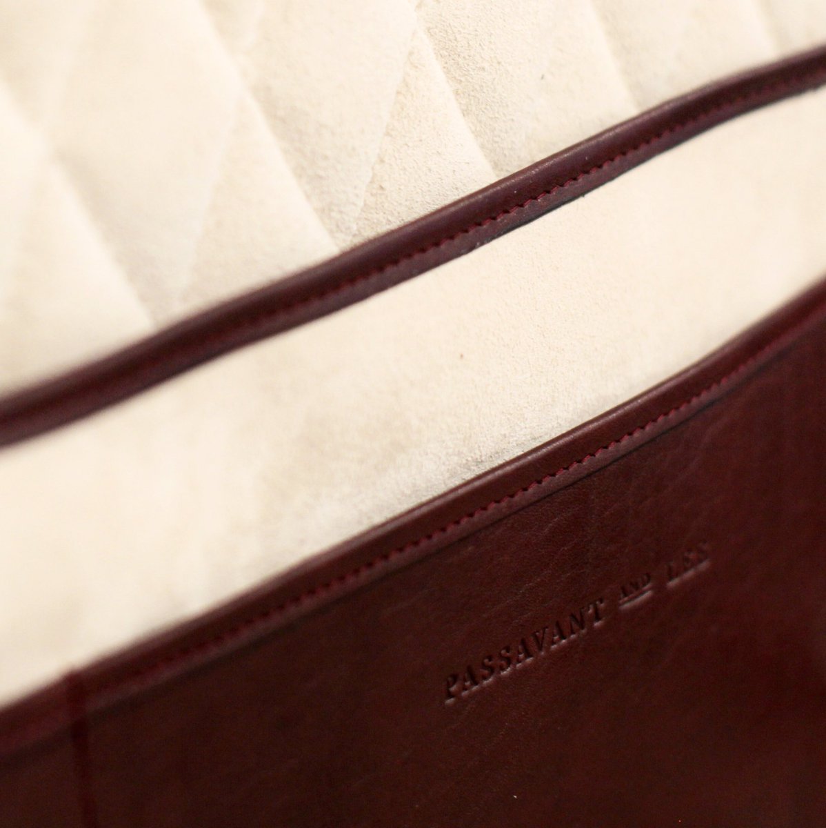 Quilted, suede interior, vegetable tanned leather, blind debossing: Luxury | #passavantandlee