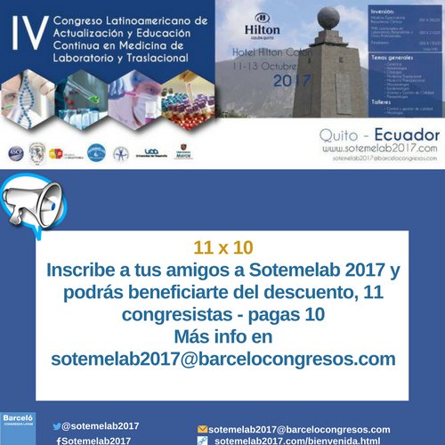 No dejes pasar esta oportunidad! 11 x 10 Inscribe a tus amigos a #Sotemelab17: barcelo.eventsair.com/sotemelab/insc…
