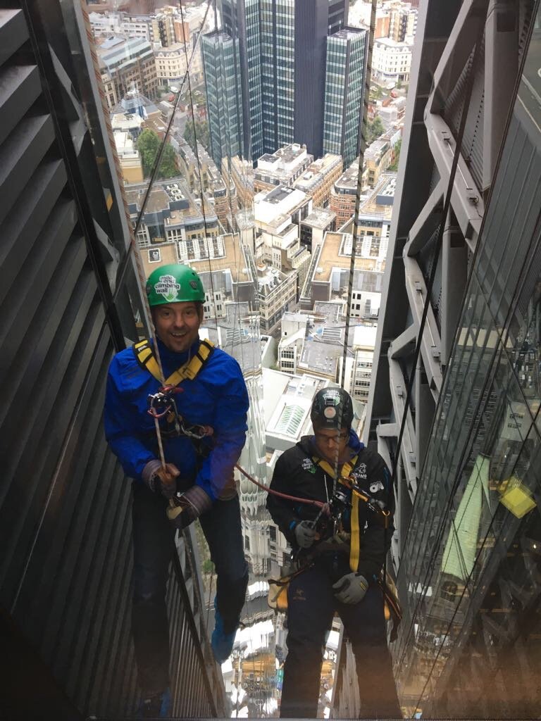 Today <a href="/IPsoft/">️ ️ ️ ️</a> employees are suiting up to rappel 122Leadenhall in support of #charity causes of <a href="/LMAppeal/">Lord Mayor's Appeal</a> Just 48 floors to go Knud! <a href="/kvnAI/">Knud Vang-Nielsen</a>