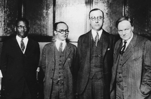 James Weldon Johnson & the NCAAP help finance The Sweet Trial, hiring the finest defense attorney in the land, Clarence Darrow (far right).