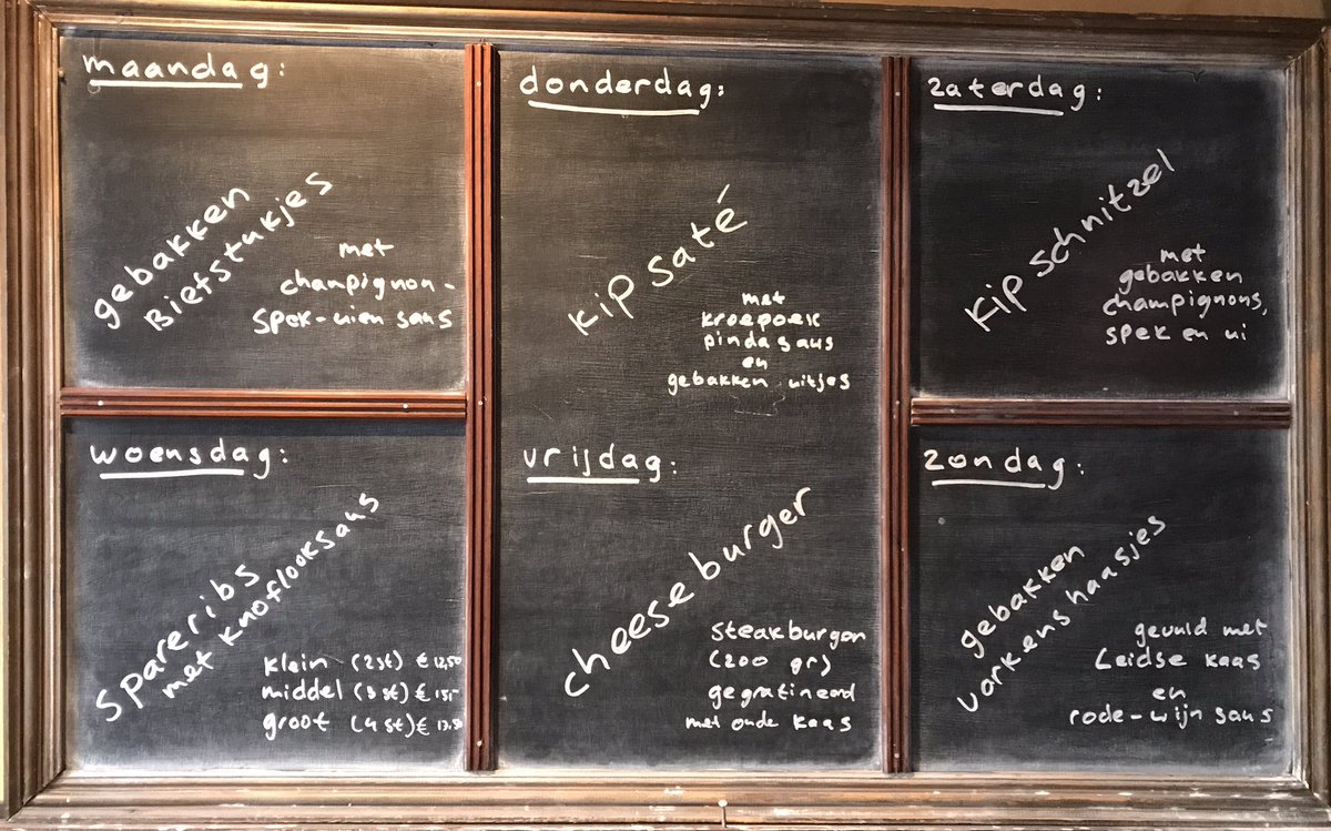 Dagschotel cheeseburger met dikke frieten, frisse salade en verse groente €12,50