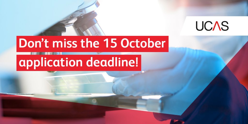 Applying for medicine, dentistry or veterinary courses? We must receive your application by 15 Oct ow.ly/Si8KS