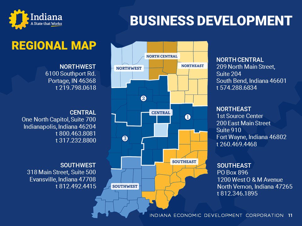 Looking to expand or grow your biz in #IN? Reach out to one of IEDC's business development team's regional offices. We are here to help!