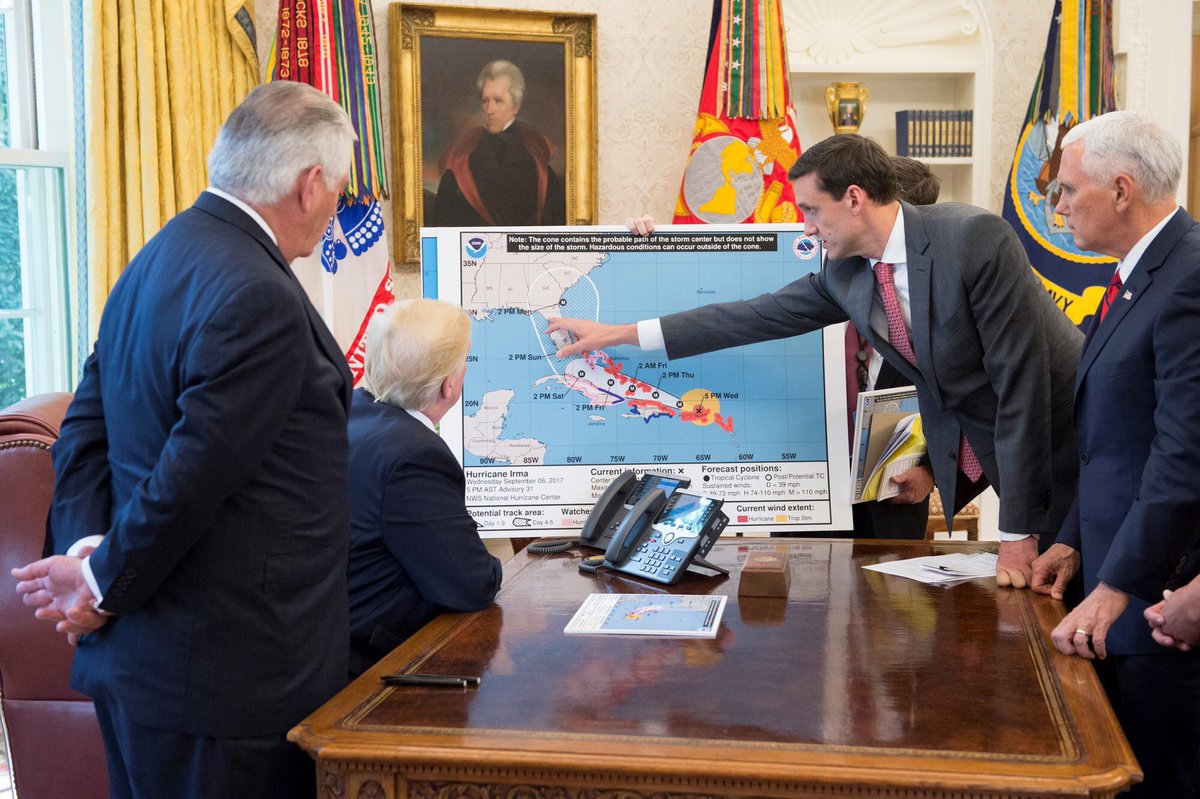 Graftacus's tweet photo. It would make more sense for this Aide to be briefing the picture of #AndrewJackson. #Dopeytrump hasn't got a clue what's going on🤷🏼♂️#Irma https://t.co/NsDaoozOyX