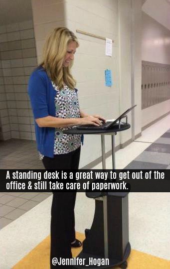 Jennifer_Hogan's tweet photo. Do you have days where you stay in the hallways or classrooms all day? My standing desk is a huge help! #JoyfulLeaders https://t.co/UGg0uheu82