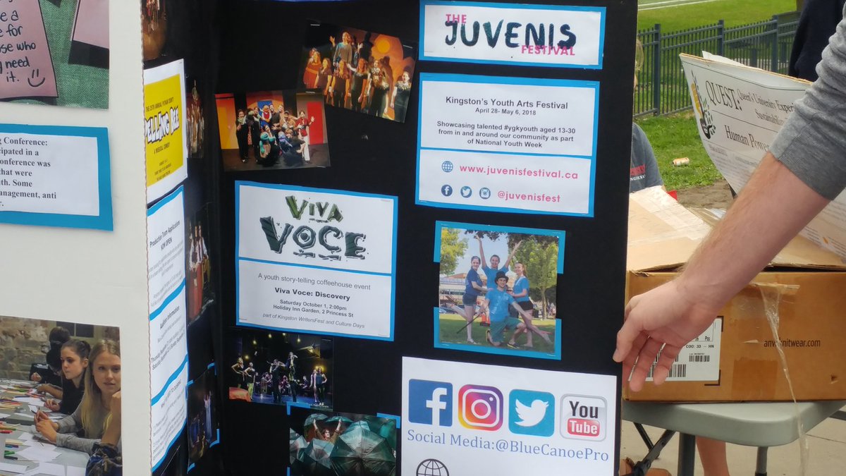 BlueCanoePro's tweet photo. We're at the Side Walk Sale part of #queensuOWeek come check out all the info on Viva Voce and our productions! https://t.co/Mep8CIJvi0