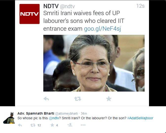 19In this instance of alleged editorial error, no one can better the comment of  @attomeybharti right below the alleged  #NDTV tweet!