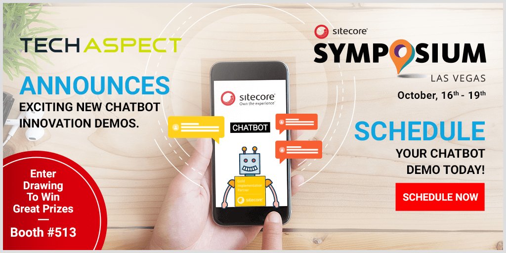 TADigitalInc's tweet image. TechAspect @Sitecore Symposium 2017: Experience Our #Chatbot Innovation Demos and more.. ow.ly/d4Ht50dVt5W
#SitecoreSym #CoveoBot