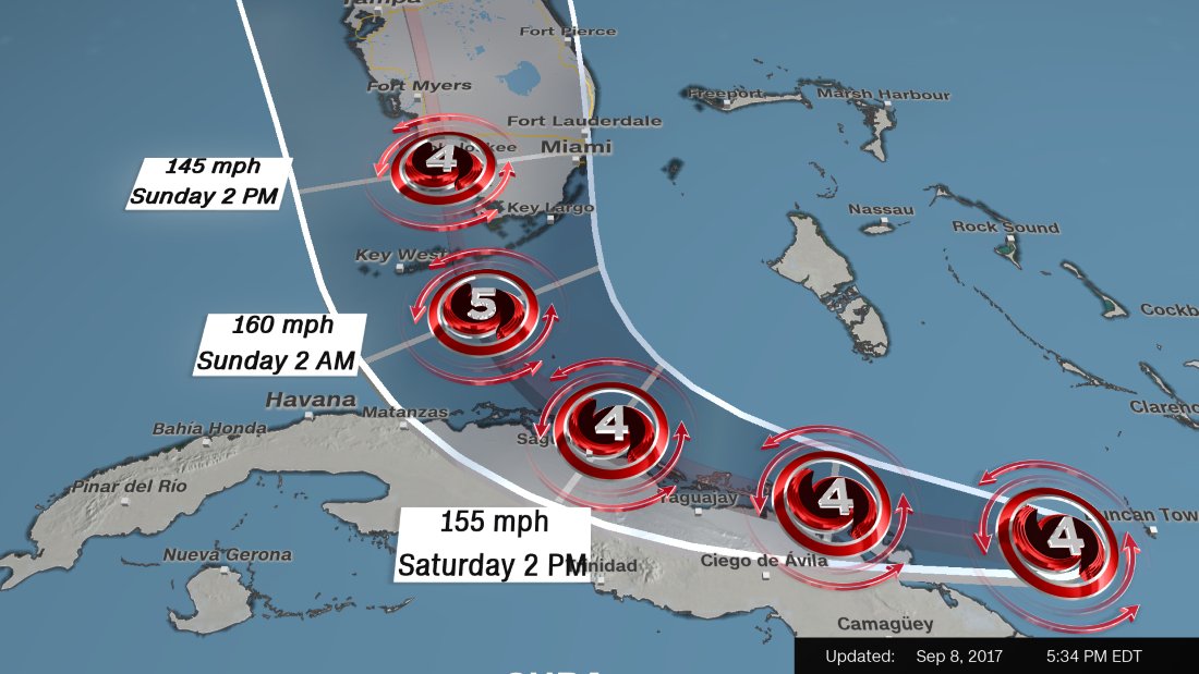 CNN's tweet photo. JUST IN: #Irma forecast to make landfall as a Category 5 hurricane; @NWSKeyWest tweets "AS REAL AS IT GETS" https://t.co/TYOyteDZtR https://t.co/O3CGq0dpny