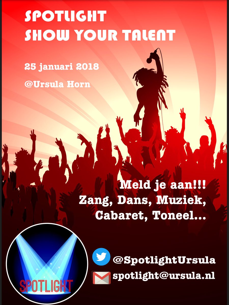 De audities gaan weer beginnen <a href="/SpotlightUrsula/">Spotlight</a> @UrsulaHorn 
Meld je aan en 'show your talent'