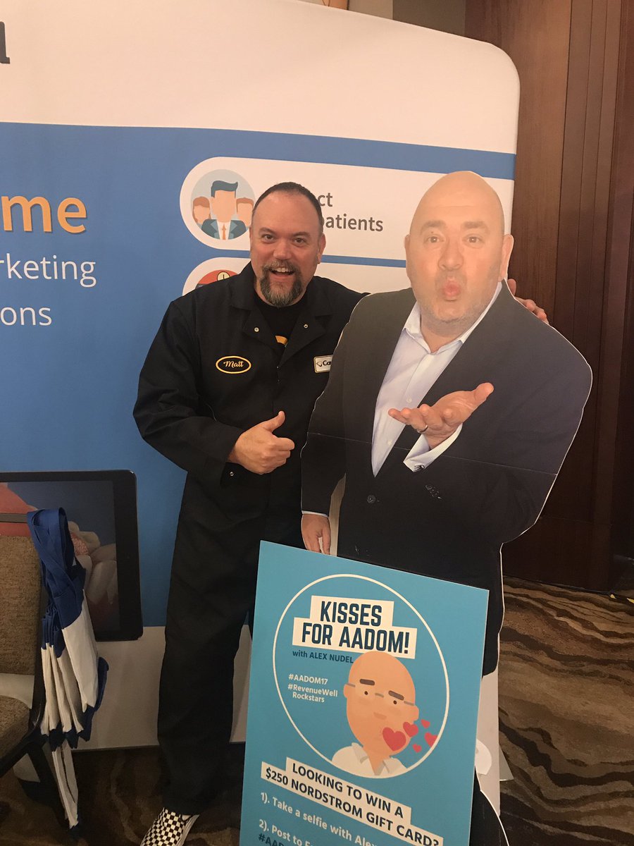 mattackerman's tweet photo. Making small talk with @RevenueWell and Fake Alex Nudel. (Hope you escape the storm safely, buddy!) #whereswaldo #aadom17 https://t.co/xVLwWcs6Pn