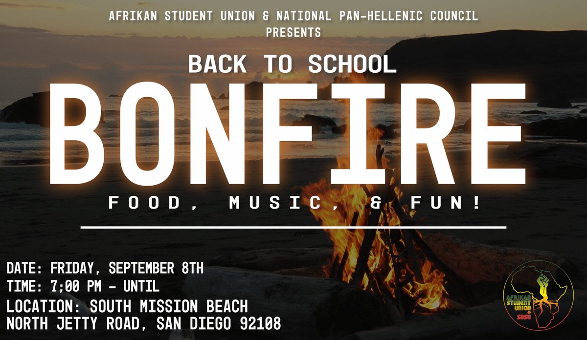 SDSU_ASU's tweet photo. Bonfire tonight! Seating will NOT be provided, so make sure you all bring blankets and/or chairs to pop a squat on 😊 See you at 7! https://t.co/n7m2om8mQ5