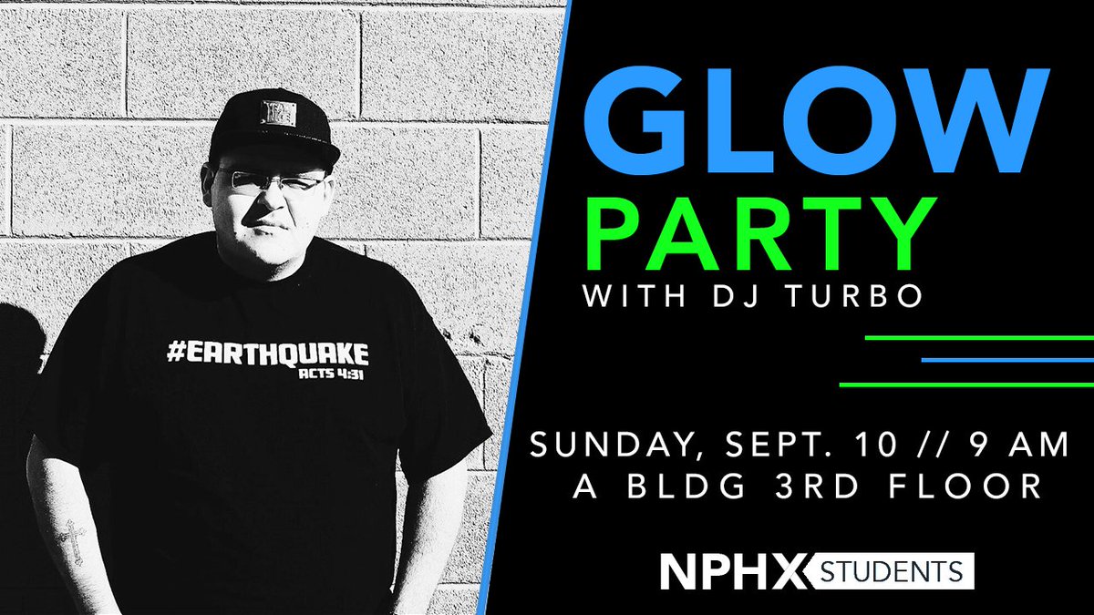 nphxstudents's tweet photo. DJ Turbo this Sunday Glow Party @ 8:45am! Invite a friend &amp; see if you can win tickets to an NFL or College Football game! #nphxstudents https://t.co/Tp97giVjkV
