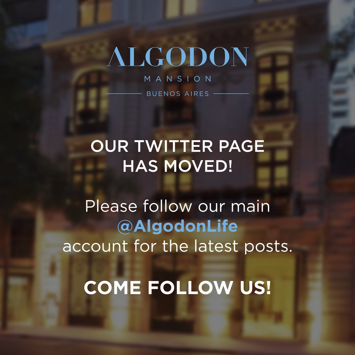 Our Twitter page has moved! Please follow our main <a href="/AlgodonLife/">Algodon Life!</a> account for our latest posts.  Come follow us!