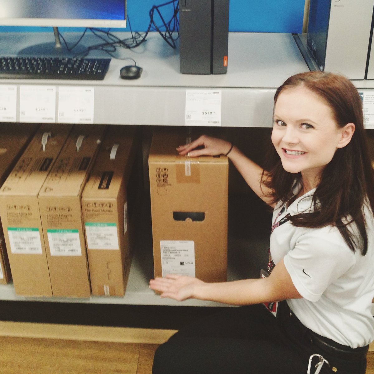Michele_Rose13's tweet photo. Make sure to place boxes with the label facing OUT. This makes finding product so much easier! #iamlenovo #wearelenovo #premiumstars https://t.co/BYMsOtJiHj