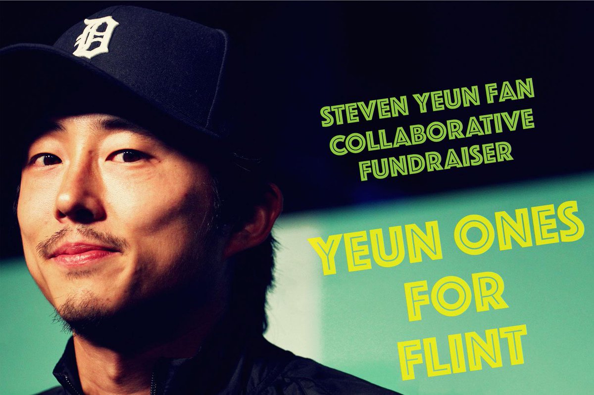 yeunones's tweet photo. Steven Yeun fans! Please help this fan initiative to raise money to help the people of Flint. Go here for details: https://t.co/GHlQmufmnr https://t.co/nvY2fKzNge