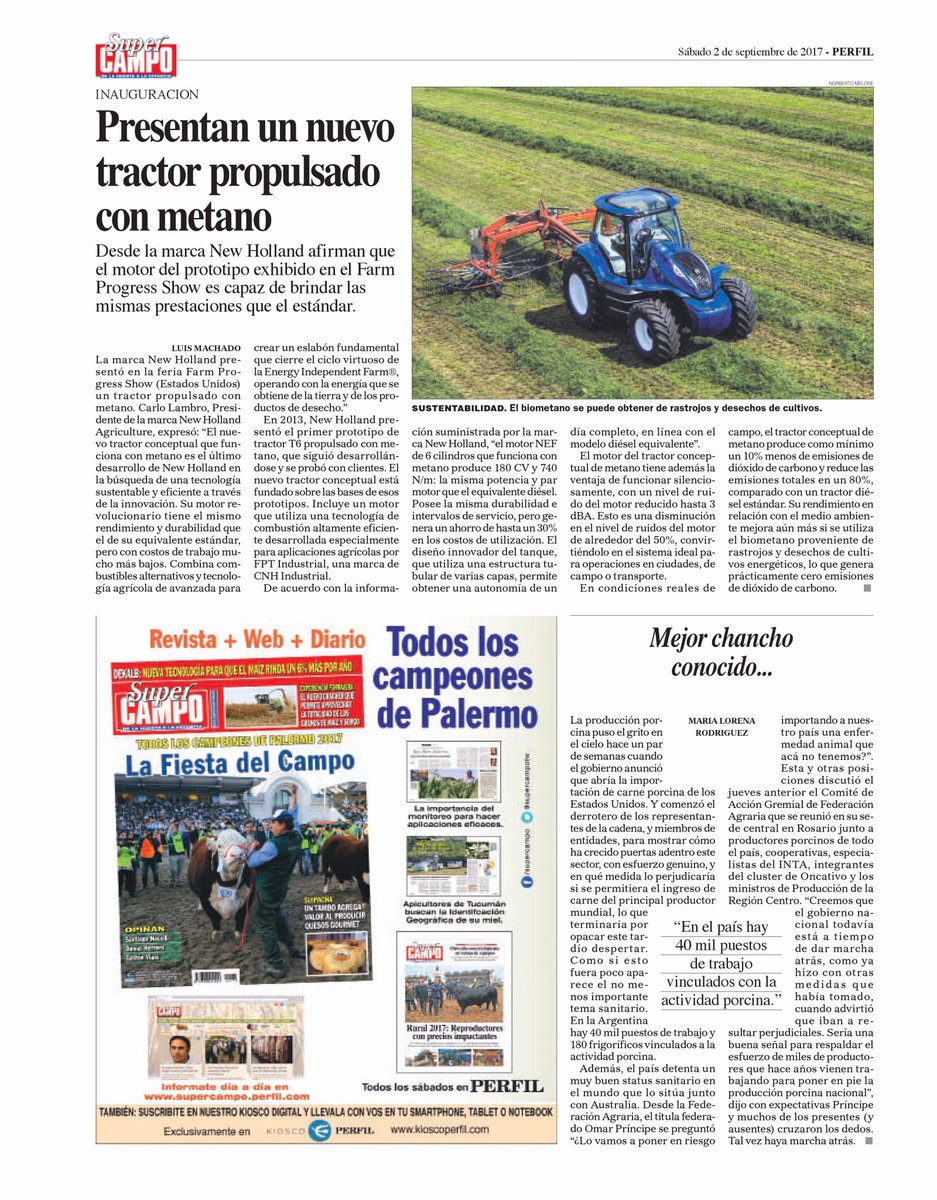 #prensa #clientes 
¡El nuevo tractor conceptual propulsado con metano de nuestro cliente @NewHollandArg en <a href="/SuperCampoTW/">Super Campo</a>!