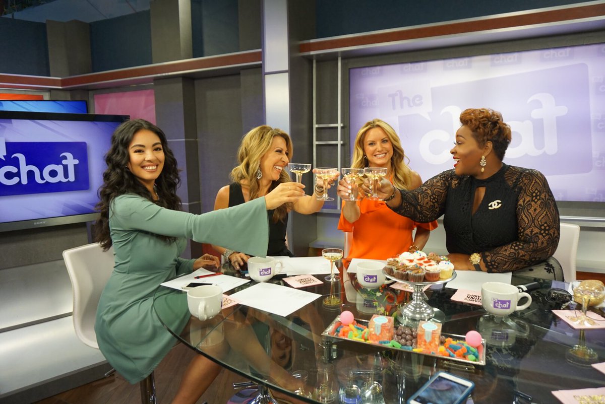 FCN2go's tweet photo. .@tweetTheChat says goodbye... NOW on NBC 12 &amp; streaming on our app. 💜🍾
#TheChat https://t.co/tshjFr1XiB