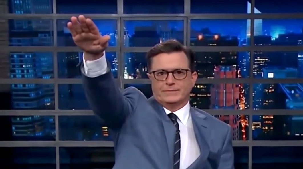 Stephen Colbert is literally Hitler, does Nazi salute