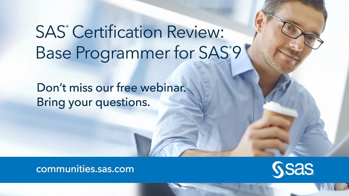 Don't miss our free SAS Base Programming for SAS 9 exam review session webinar on Sept. 14 at 11 AM ET: sas.com/gms/redirect.j…