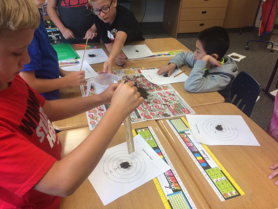 LinnCoAg's tweet photo. Measuring the movement of soil in the splash zone! #Erosion #SoilUnit #TeachAg @Ball_Mo_Lee https://t.co/DYEweCFsiI