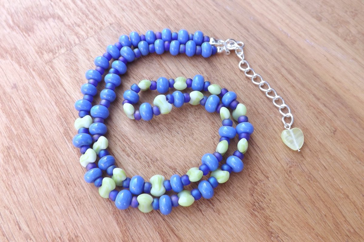 Blue, green, periwinkle glass beads etsy.me/2gPpkax #handmadejewellery #bohojewellery #festivalnecklace #glassbeadnecklace #boho