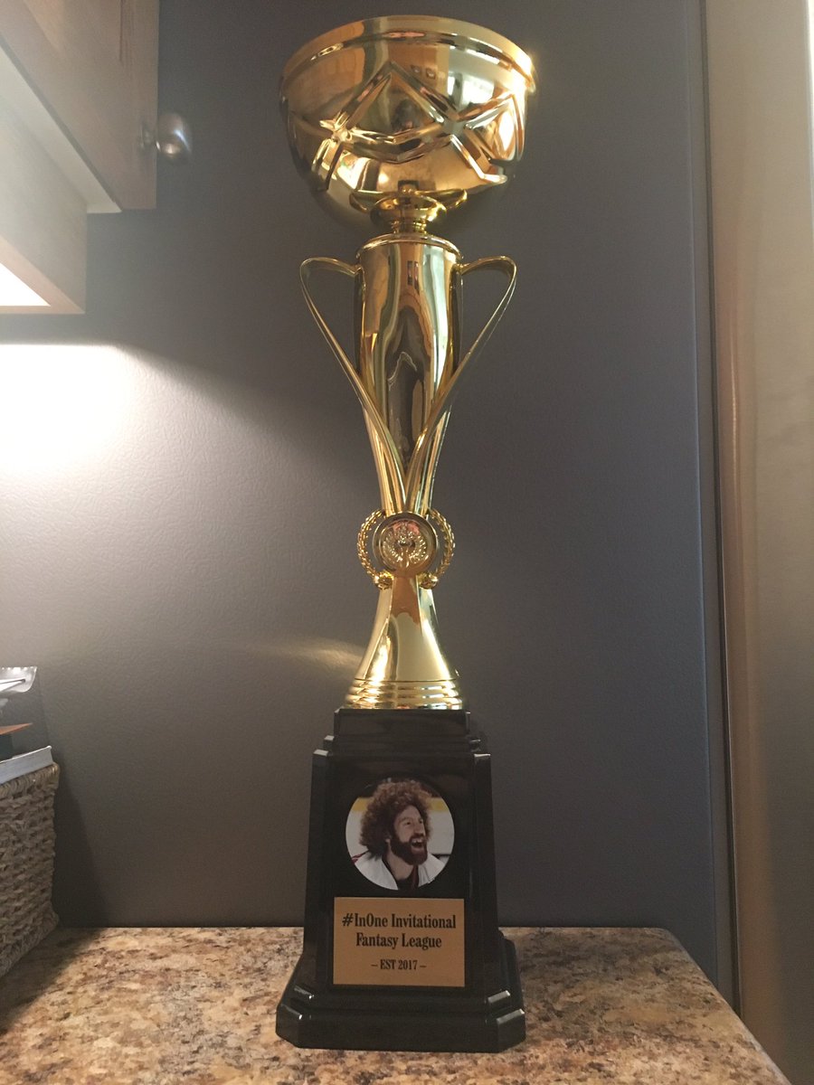 Just picked up our new trophy for our NHL fantasy league.. <a href="/commie22/">Mike Commodore</a> you in? #InOne