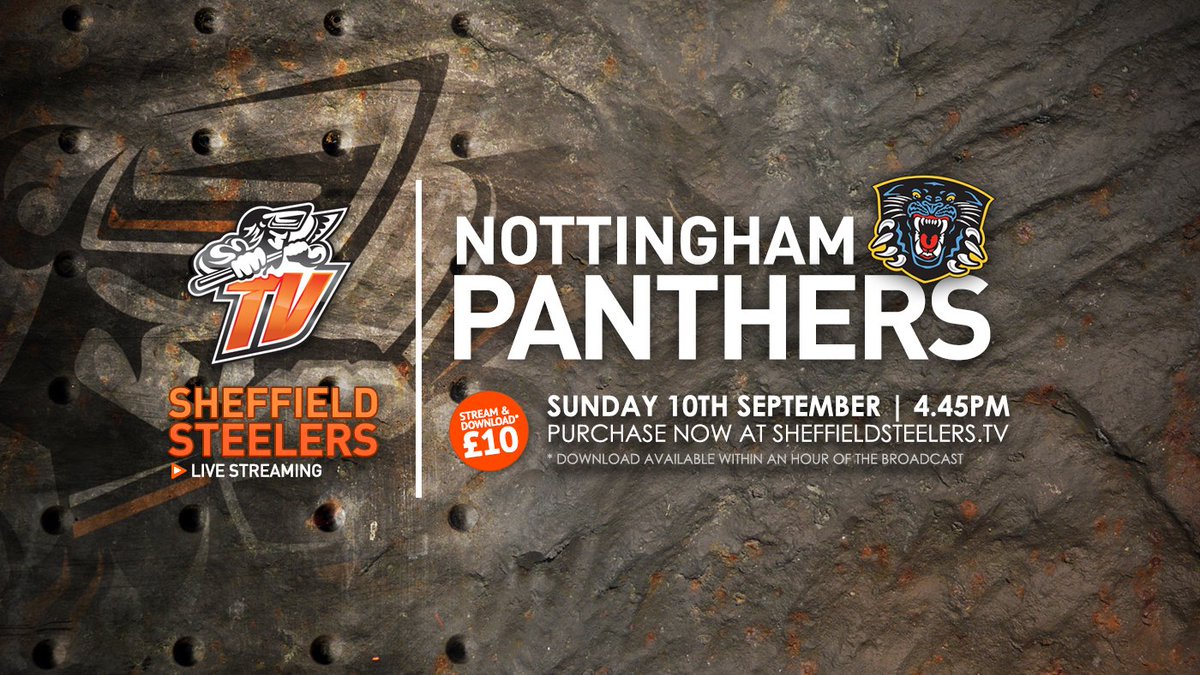 steelershockey's tweet photo. Details of Sundays webcast: Steelers vs. @PanthersIHC at @SheffieldArena Face Off 5pm - webcast https://t.co/CgouxaXwq7 https://t.co/VzB46MNVLV