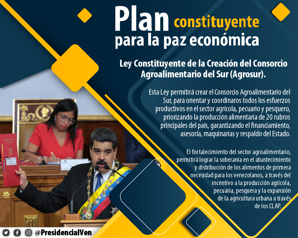 PresidencialVen's tweet photo. Octava Ley entregada por el Pdte. @NicolasMaduro a la #ANC, fortalecerá el sector agroalimentario  #8LeyesEconomíaYPaz https://t.co/GSW74SEFnD