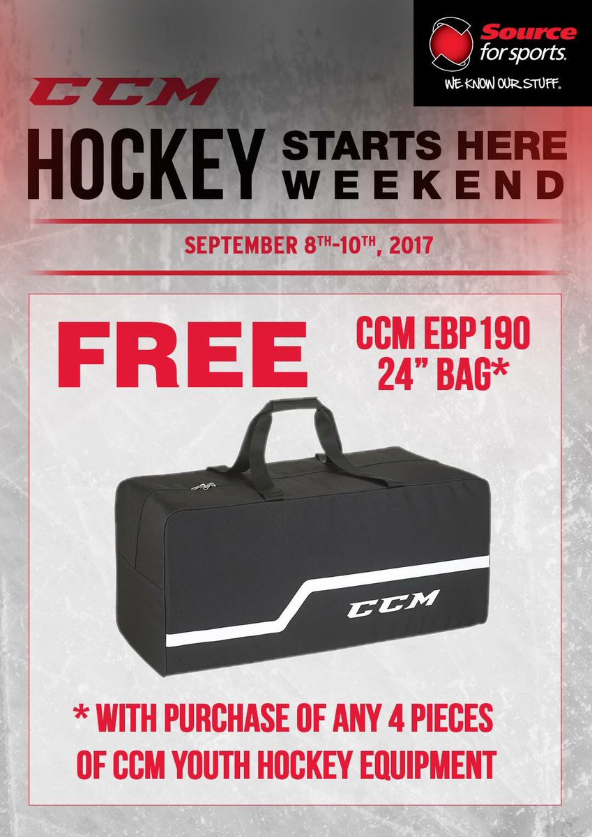 Make sure to visit Source For Sports this weekend for our CCM Hockey Starts Here Sale!
Check out all of our CCM Gear goo.gl/HLFKrm