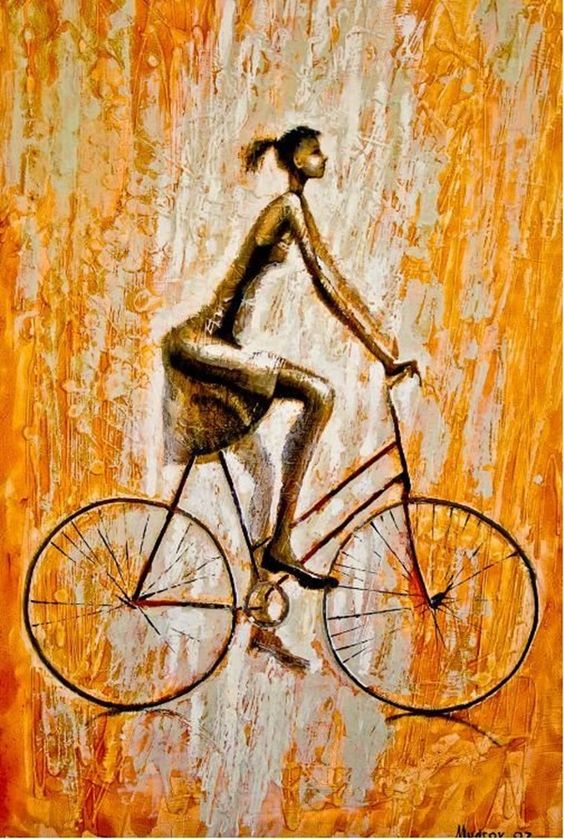 Cletofilia's tweet photo. Cada vez que pedaleas, el sol brilla dentro de ti. 
#FuerzaMexico (Pintura: Igor Mudrov) https://t.co/LXt5UeU69d