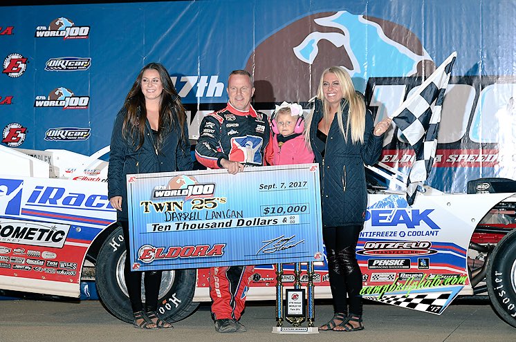 eibach_racing's tweet photo. Congrats to our man #DarrellLanigan for taking home the WIN last night on night one of the #World100 at @EldoraSpeedway!!! #engineeredtowin https://t.co/xI4jt6baR2