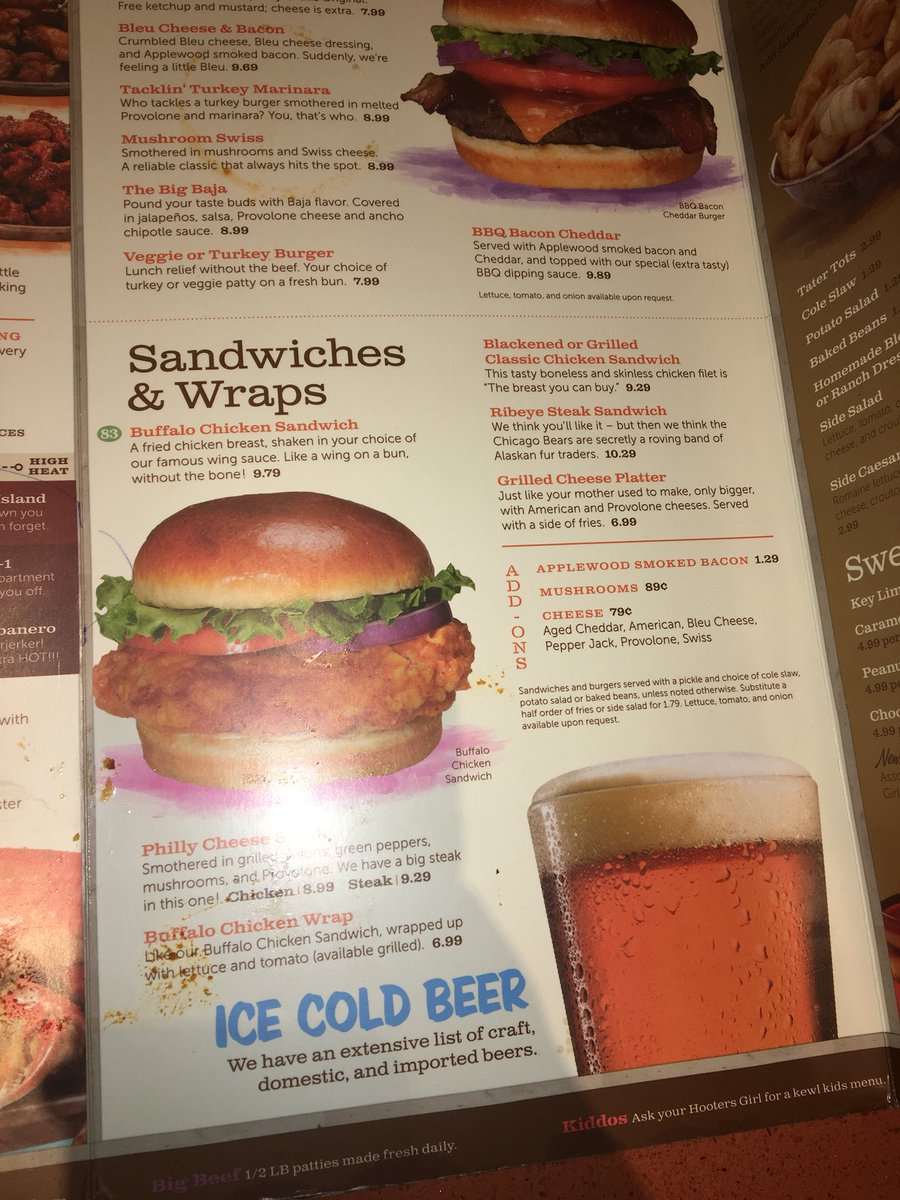 bubblie130's tweet image. @Hooters This menu is disgusting #gross