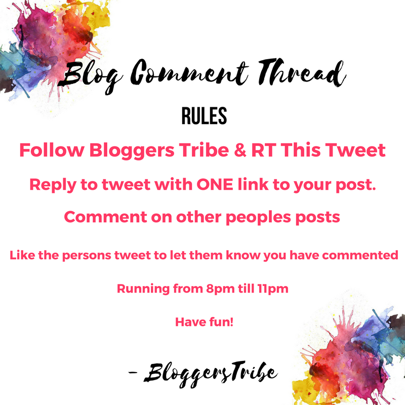 BloggersTribe's tweet photo. BLOG COMMENT THREAD 

Read the Rules Below. 
Running from 8pm to 11pm 

Have Fun! 

#BloggersTribe https://t.co/E7N9gSIalW