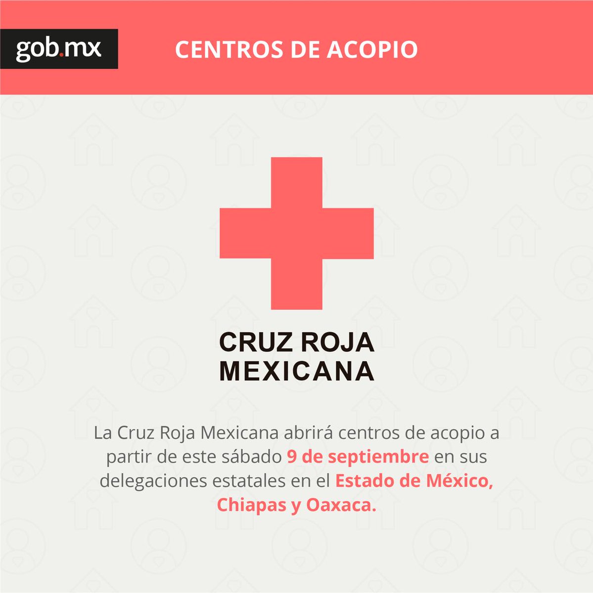 Mañana sábado abrirán Centros de Acopio <a href="/CruzRoja_MX/">Cruz Roja Mexicana IAP</a> que recibirán donaciones de alimentos para ayudar a la población afectada por #Sismo