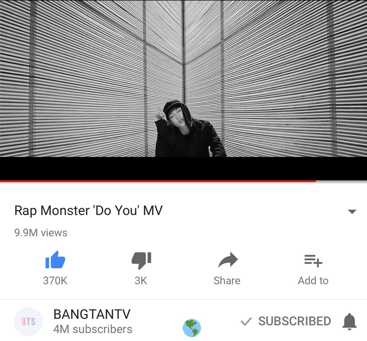 [#DoYou10M]

A few thousand views till Do You MV by <a href="/BTS_twt/">방탄소년단</a> #RM reaches 10M+! Stream+like+subscribe 💪💜

(youtu.be/0XAxf8aFtL4)