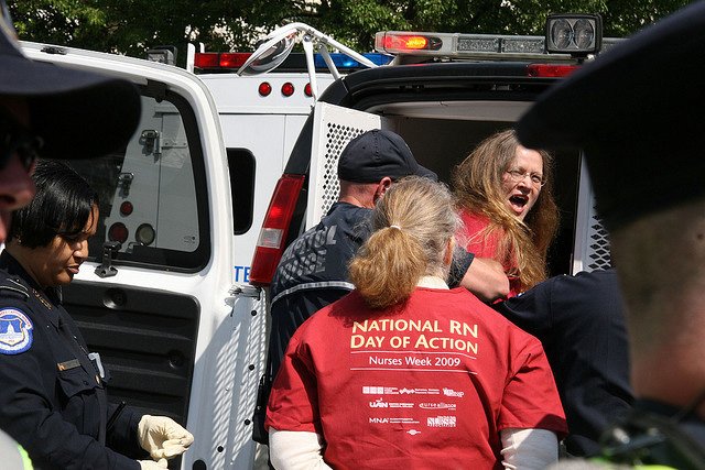 NationalNurses's tweet photo. Now for #SinglePayer Max Baucus in May '09 saw #nurses arrested in protest at his hearing to raise the issue https://t.co/93STywLH4R https://t.co/nKQ7QQaRHP