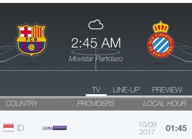 FC Barcelona V RCD Espanyol ..
10-september-2017 ..
Minggu , 01.45 Wib ..
Live Sctv ..
.
#fcbarcelona #viscabarca #fcbindonesia #fcbijakarta