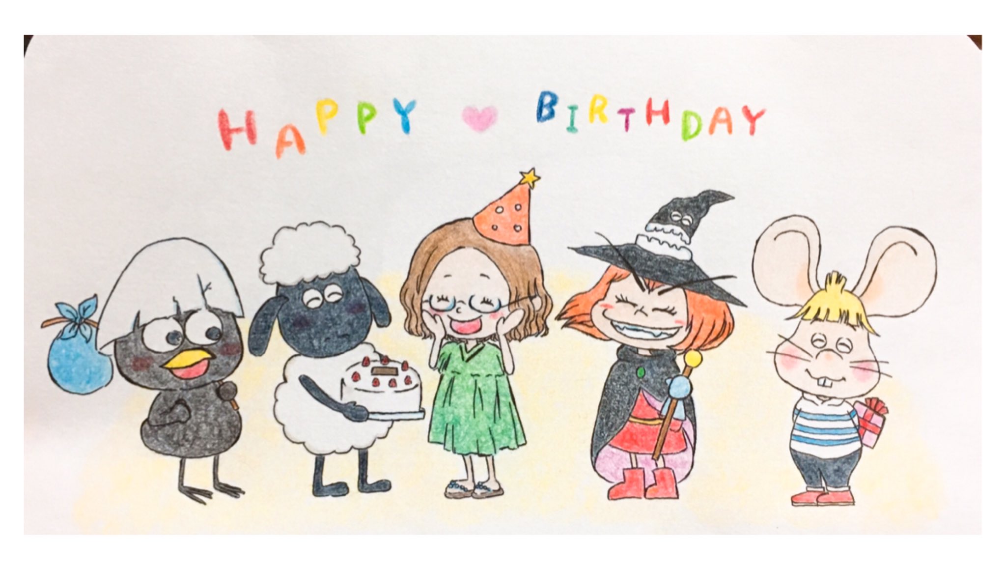 さるこ 母の誕生日に描いたもの 誕生日 ひつじのショーン カリメロ どろろんえん魔くん トッポジージョ 色鉛筆 色鉛筆イラスト T Co Zyo8vxqdak Twitter