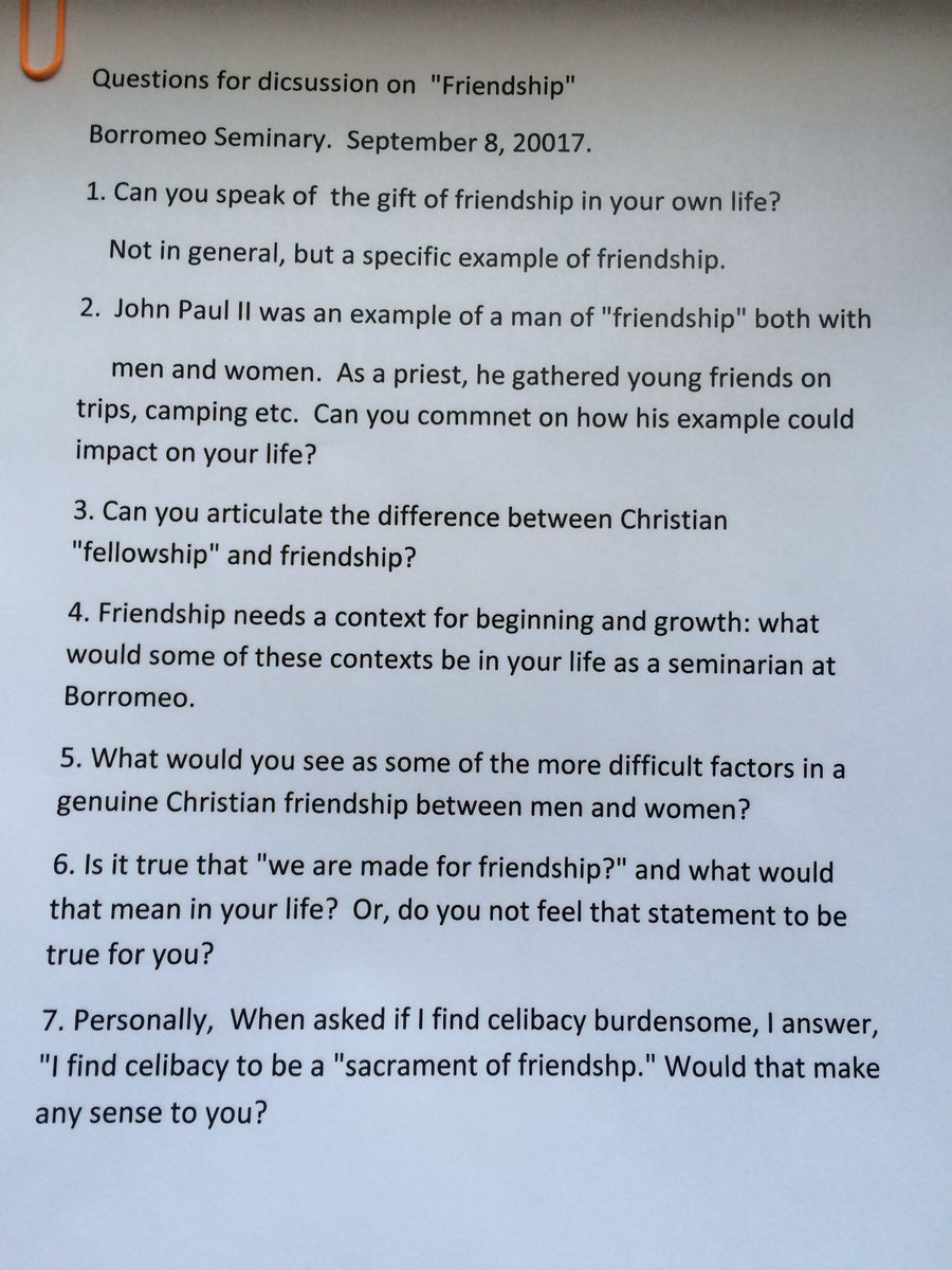 frference's tweet photo. Here are the questions Fr. McCreary wrote for our guys to work on in small groups tonight.
#GenerativeFriendship 
#HumanFormation https://t.co/nxg85wllFW