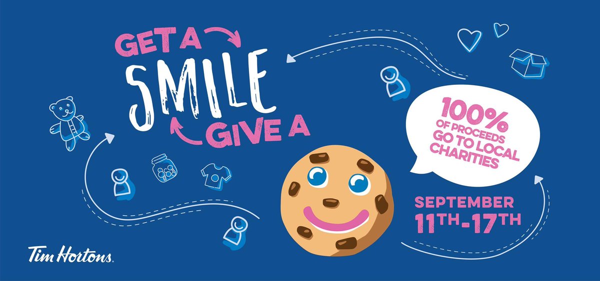 GrandviewKids's tweet photo. Get set to eat #GrandviewSmileCookies next week. 
63 @TimHortons restaurants in Durham are participating to benefit @GrandviewKids https://t.co/5pNPquvBfD