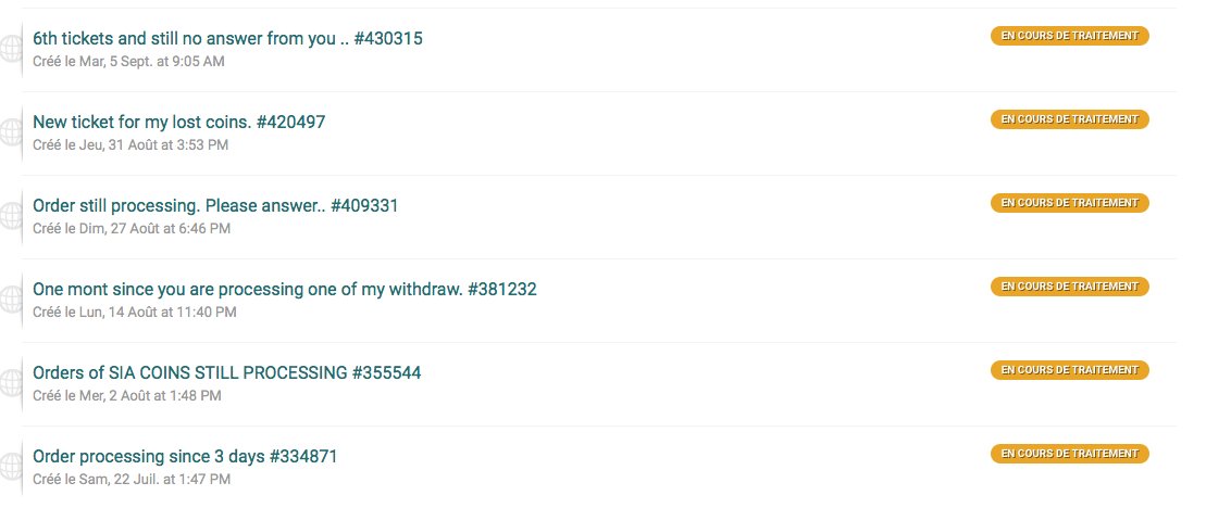 AdrienScK's tweet photo. Hey @richiela Could you please help me with my withdraw of 15k Siacoins still processing, with no txid attached to it ? Please :( @Poloniex https://t.co/F6JwcAkd0l
