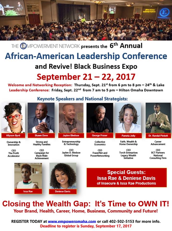 EmpowerOmaha's tweet photo. Get ready for a powerhouse lineup for the 2017 AALC!  @DoveSoars @randalpinkett @pamelajolly @GeorgeFraser @jaylenbledsoe @allysonbyrd https://t.co/PWNKnUqZDc