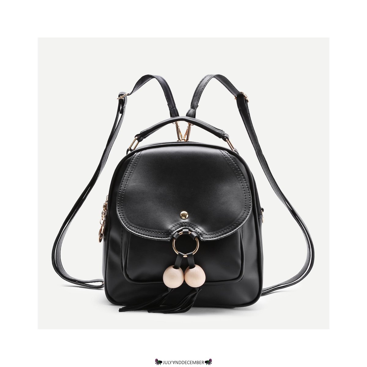 #JNDNewin Holy Black tassels Backpack - Rp167,000 (pu leather - size (L*W*H) 22*16*24 - with double long strap)