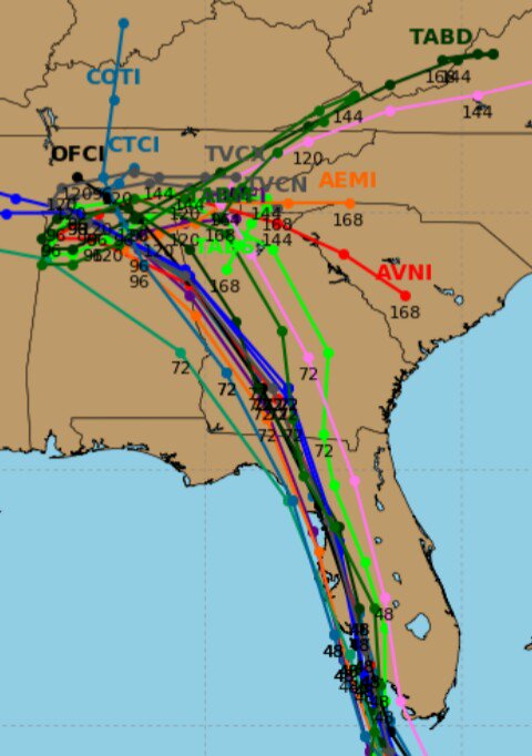 aaronjhill's tweet image. The #computermodels are pushing #Irma left. (That&apos;s west.)