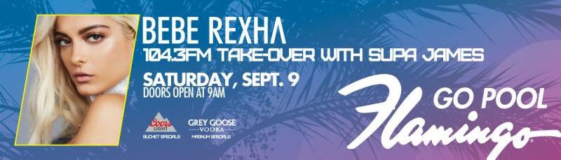 1043NOW's tweet photo. Saturday! #FlamingoGoPool with @BebeRexha Sounds by @djsupajames @DjEricForbes https://t.co/H85sEyZwCo