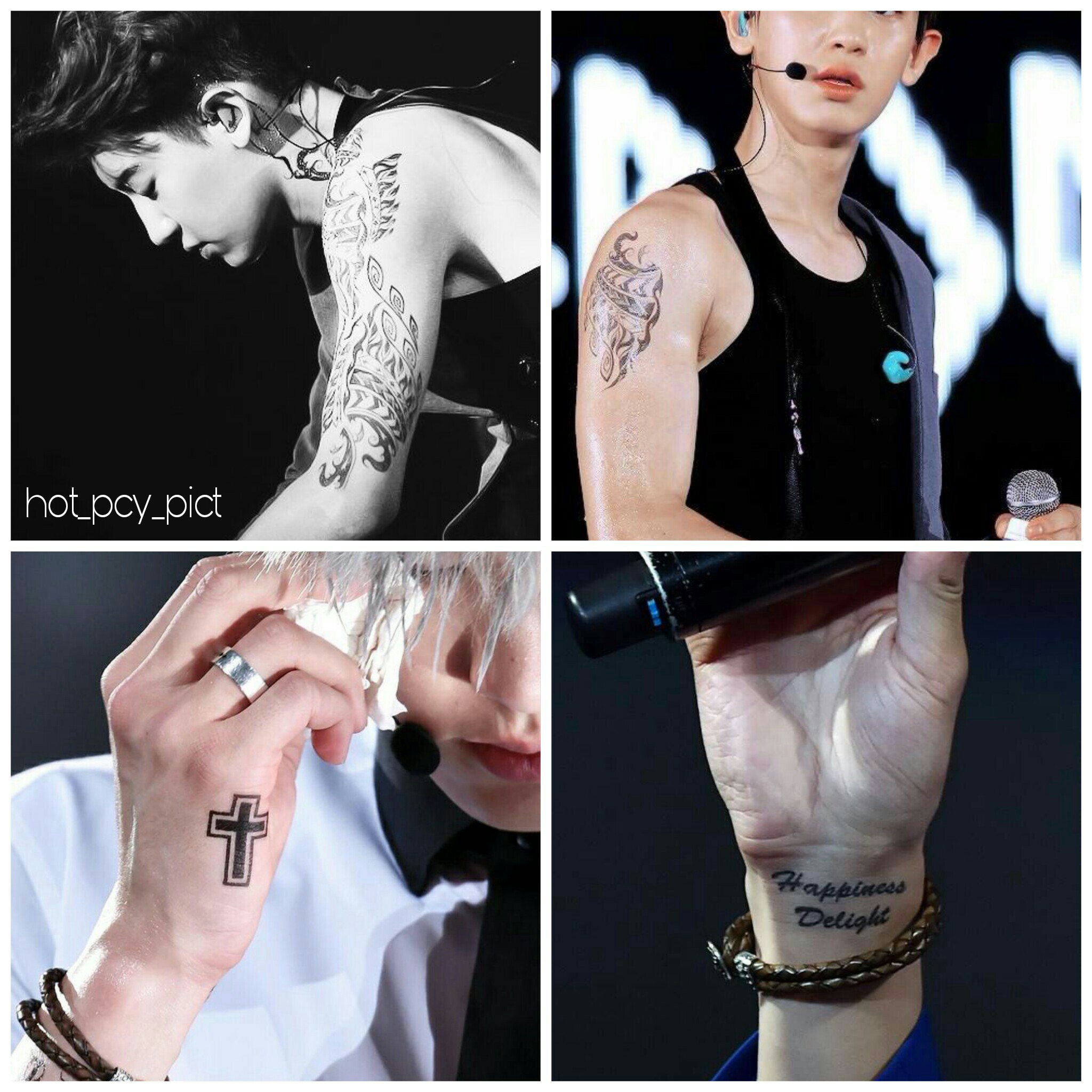 “chanyeol's tattoo from 2014 ➡ 2017” .